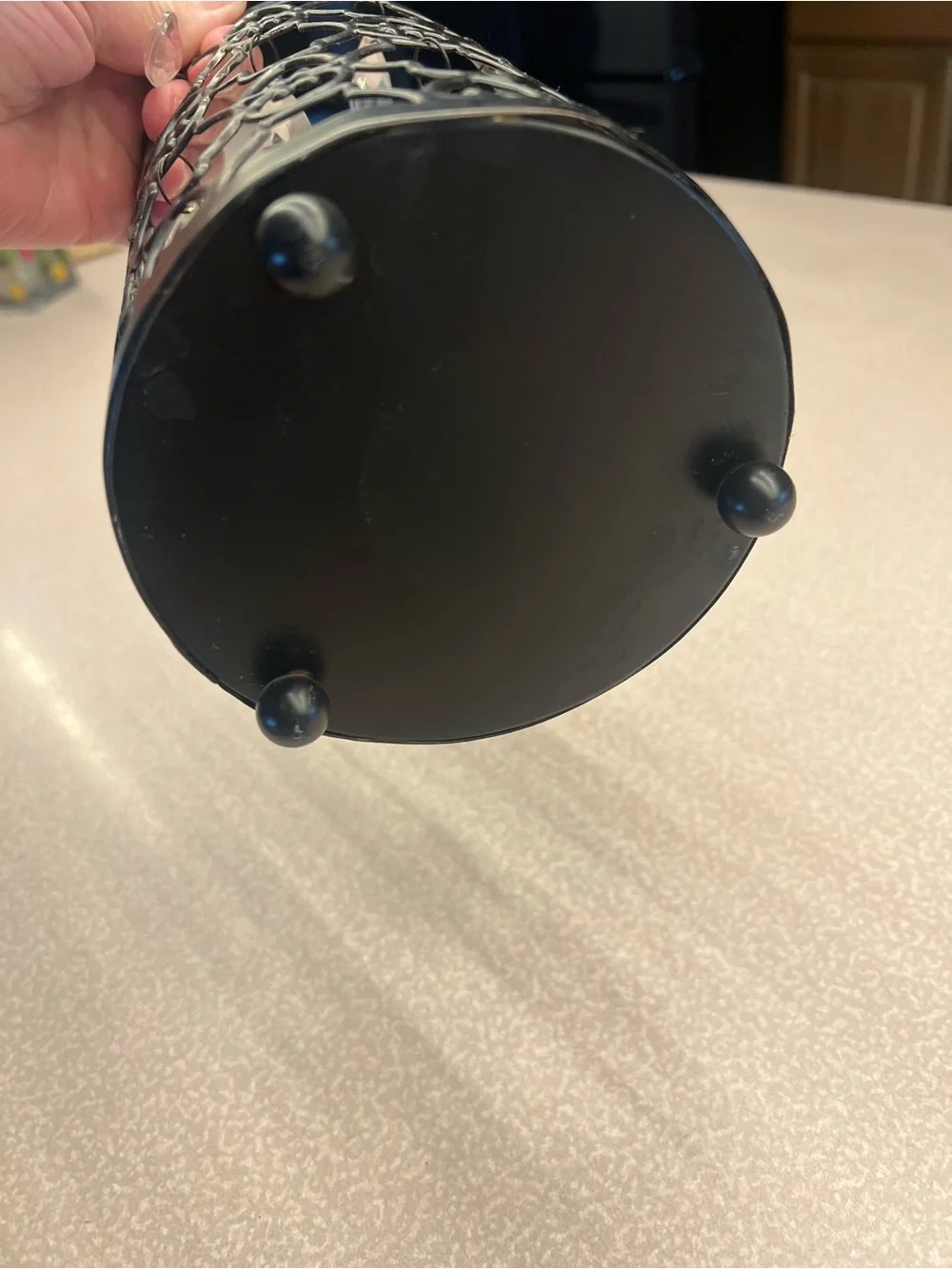 Elegant Black Metal Tealight Holder with Crystal Droplets